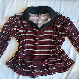 Fashion Nova Burgundy Striped Sweater